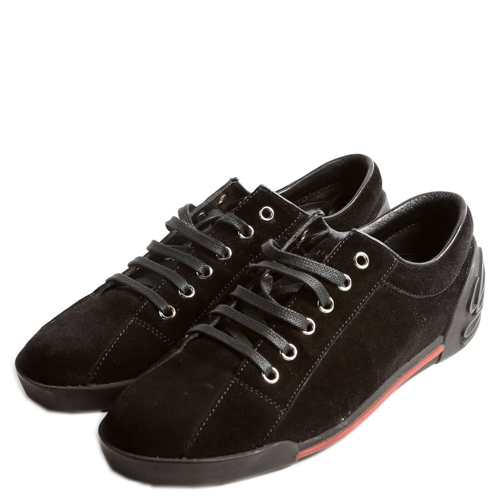 Script Logo Suede Sneakers Size 38 Black