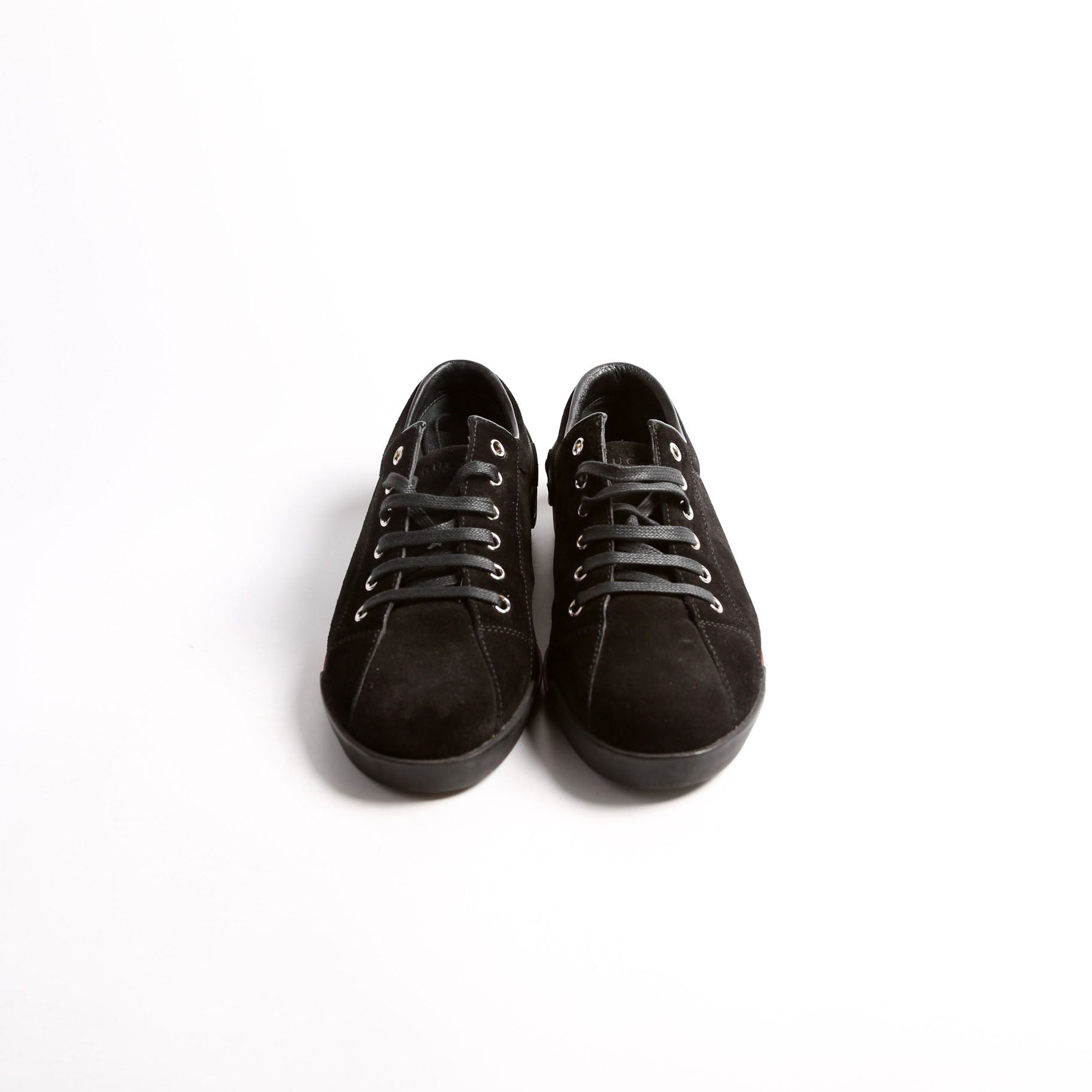 Script Logo Suede Sneakers Size 38 Black