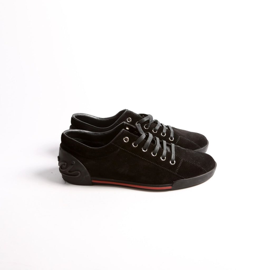 Script Logo Suede Sneakers Size 38 Black