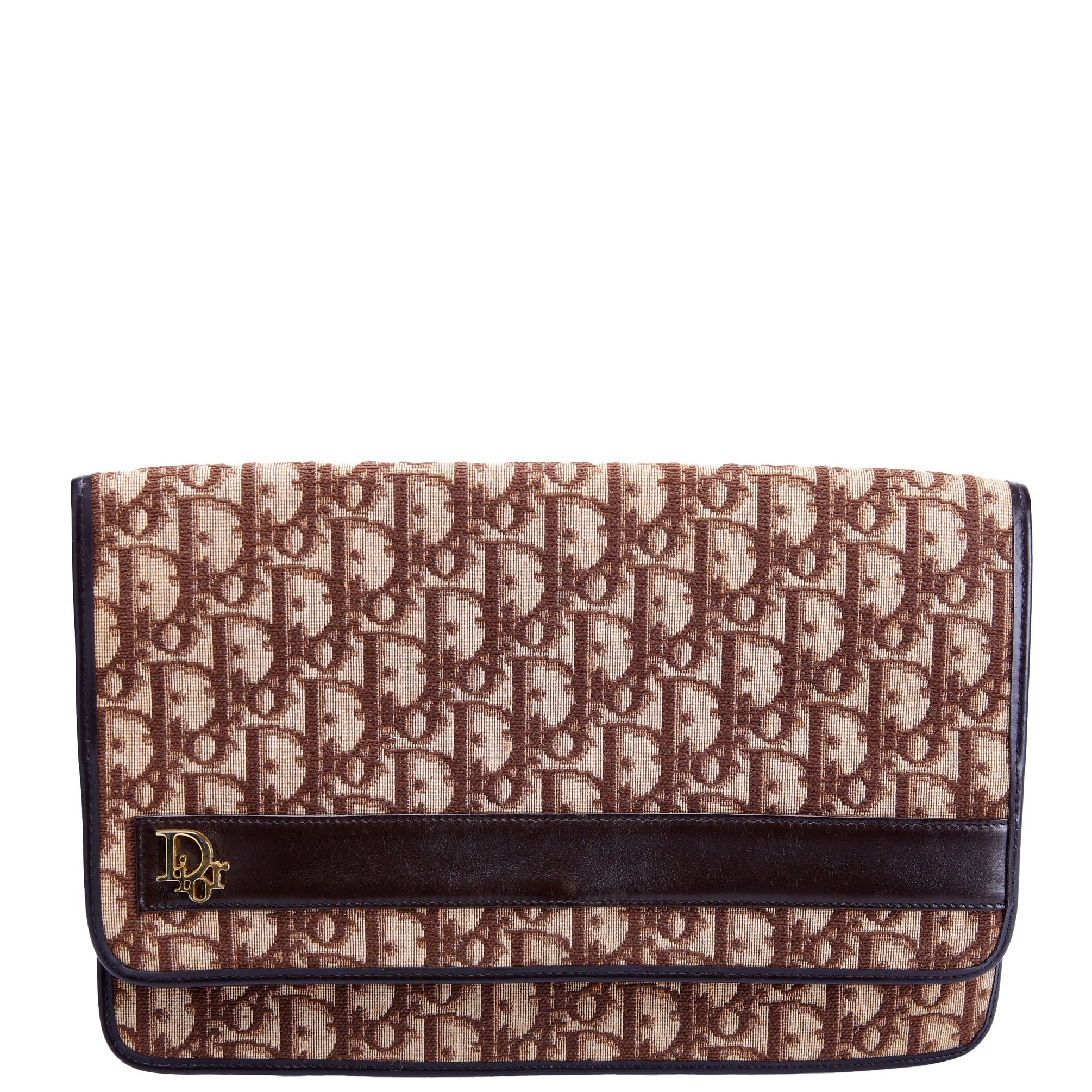 Trotter Frame Flap Clutch Vintage Brown/Beige
