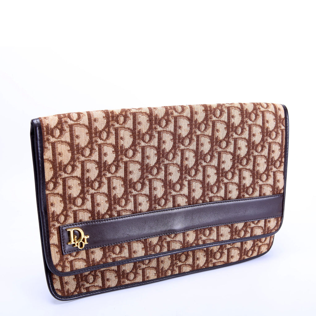 Trotter Frame Flap Clutch Vintage Brown/Beige