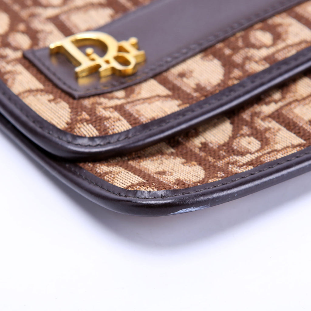 Trotter Frame Flap Clutch Vintage Brown/Beige