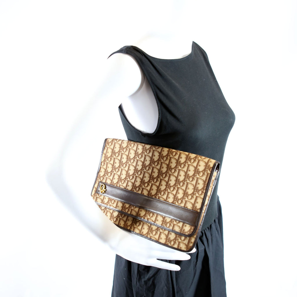 Trotter Frame Flap Clutch Vintage Brown/Beige