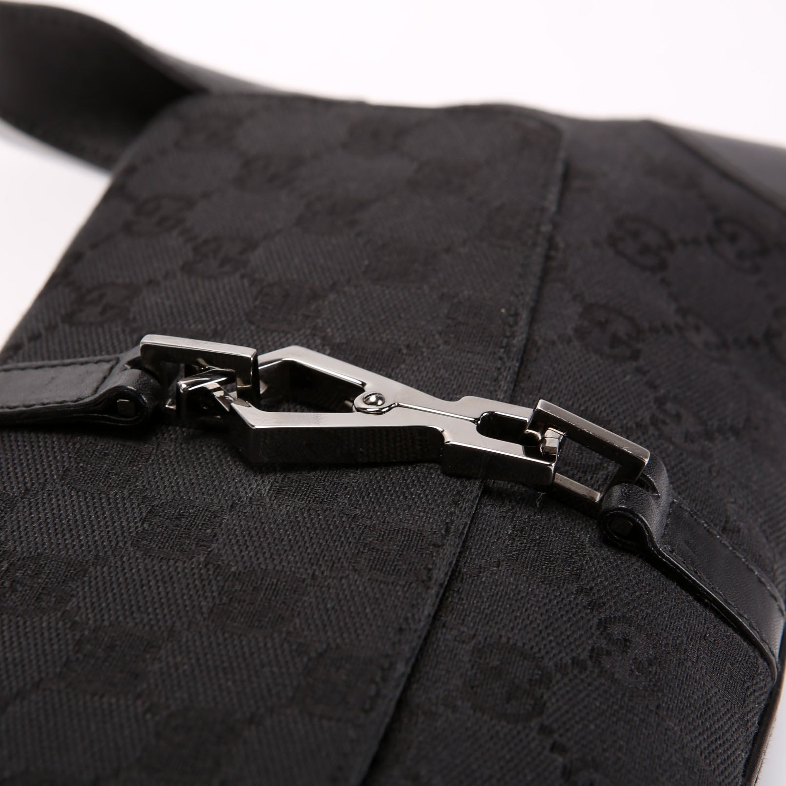 90667 GG Canvas Jackie O Flap Bag Black/Silver