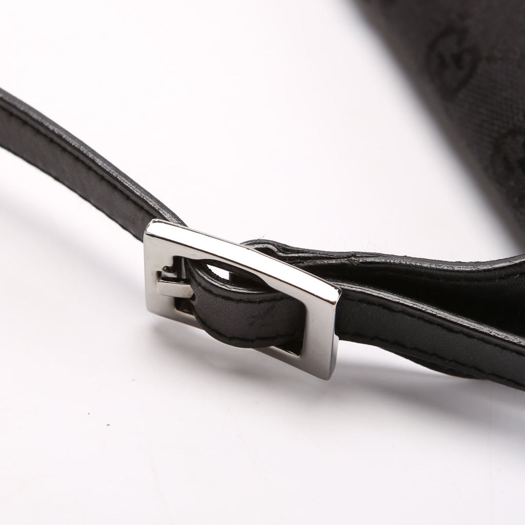 90667 GG Canvas Jackie O Flap Bag Black/Silver