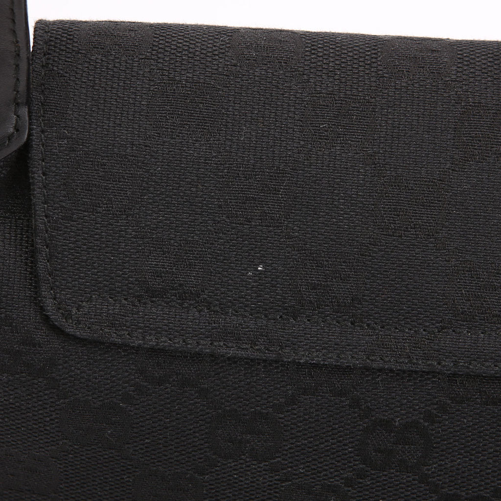 90667 GG Canvas Jackie O Flap Bag Black/Silver