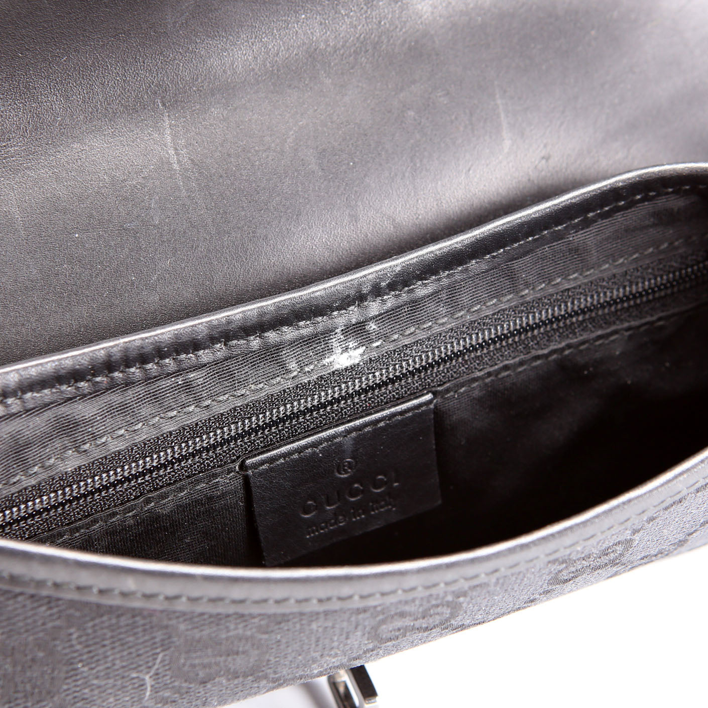 90667 GG Canvas Jackie O Flap Bag Black/Silver