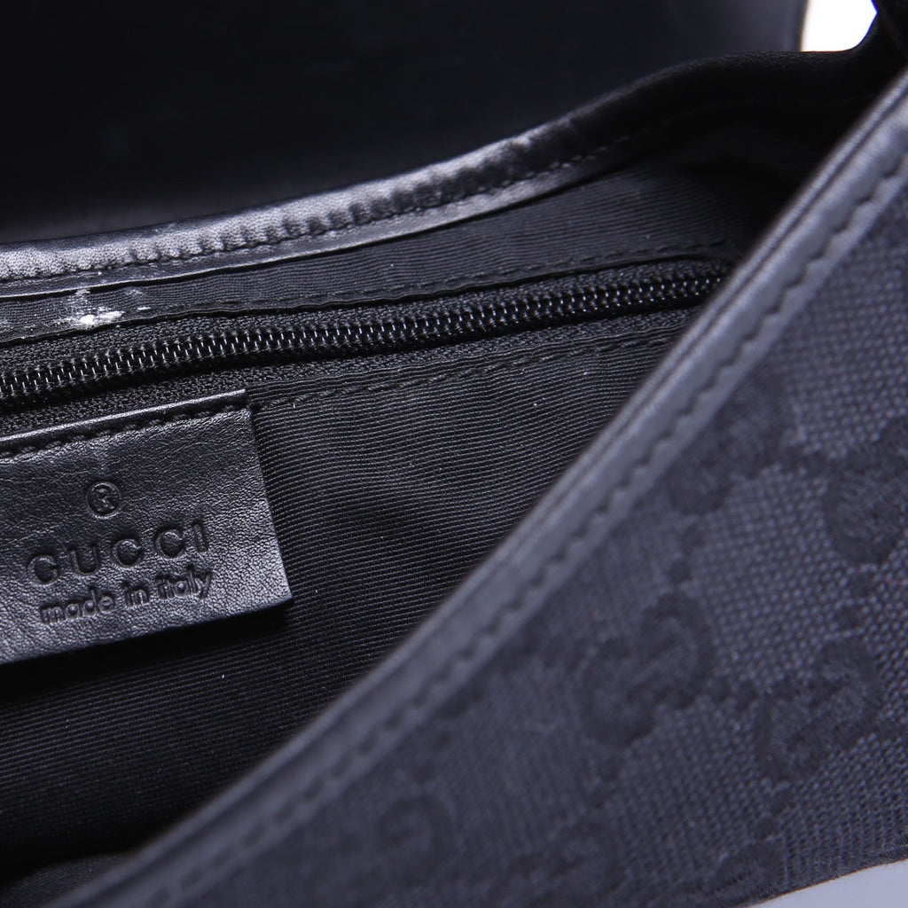 90667 GG Canvas Jackie O Flap Bag Black/Silver