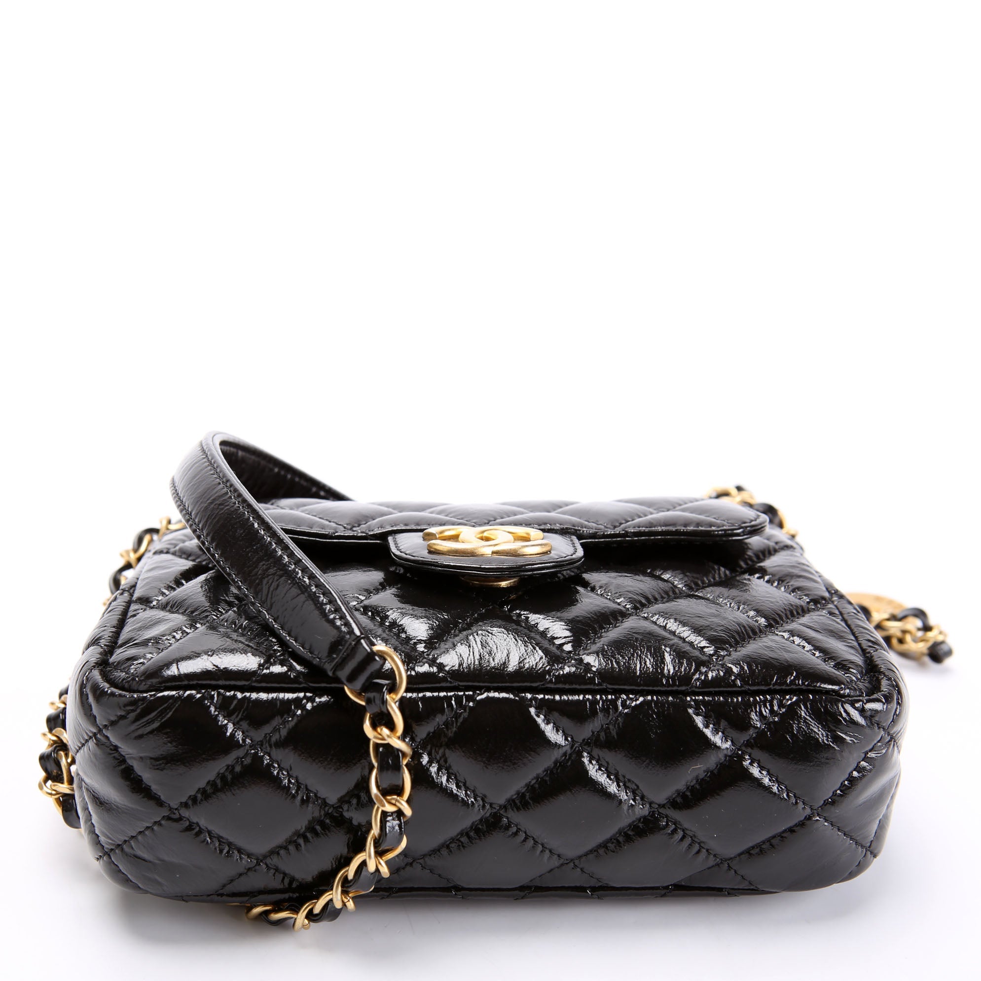 Wavy CC Hobo Crmpled Calfskin Small RFID Black