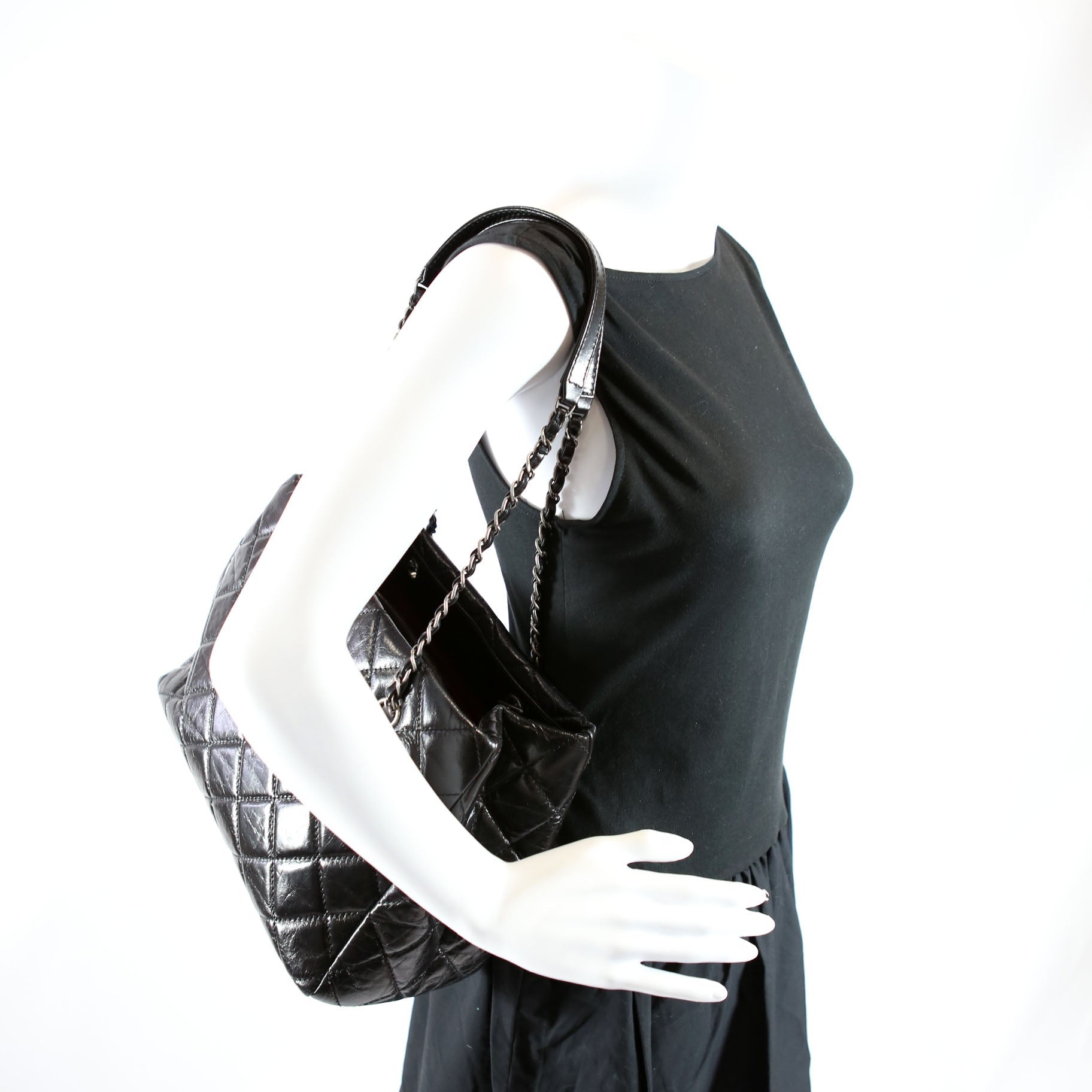CC Chain Small Shopping Tote Glazed Calfskin 20MM
