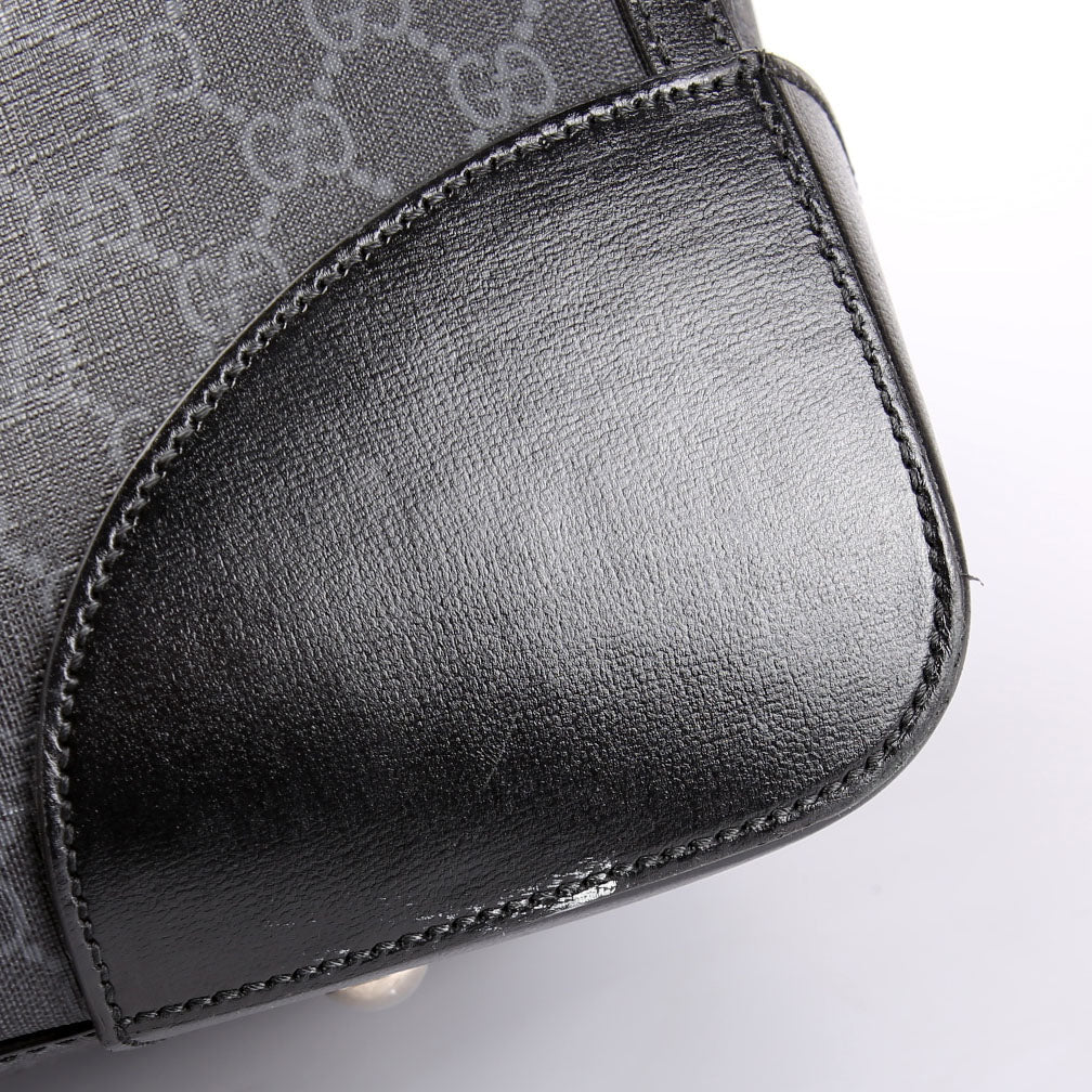 Gucci 696015 GG Supreme Interlocking G Large Duffle Bag Black/Gray