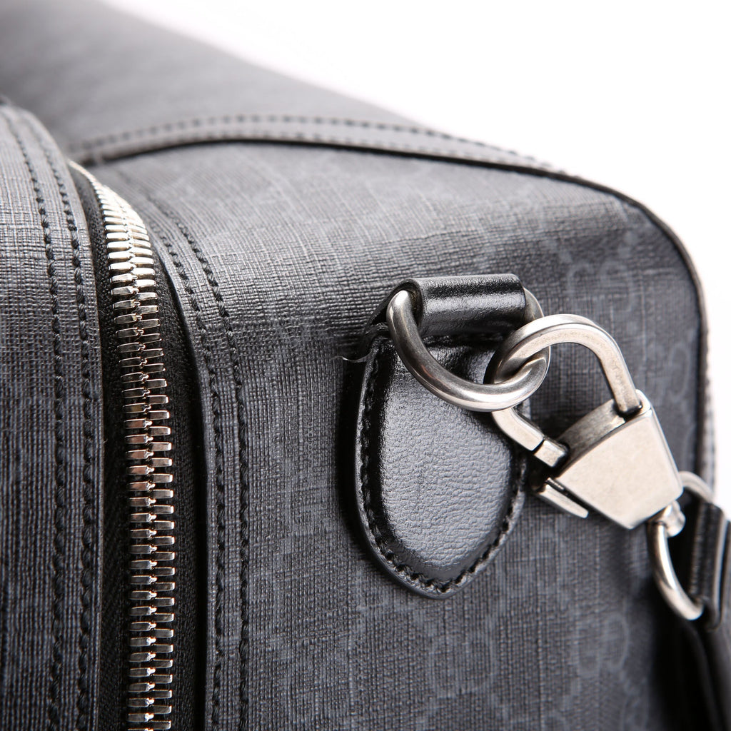 Gucci 696015 GG Supreme Interlocking G Large Duffle Bag Black/Gray