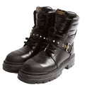 Rockstud Leather/Nylon Combat Boots Size 38 Black