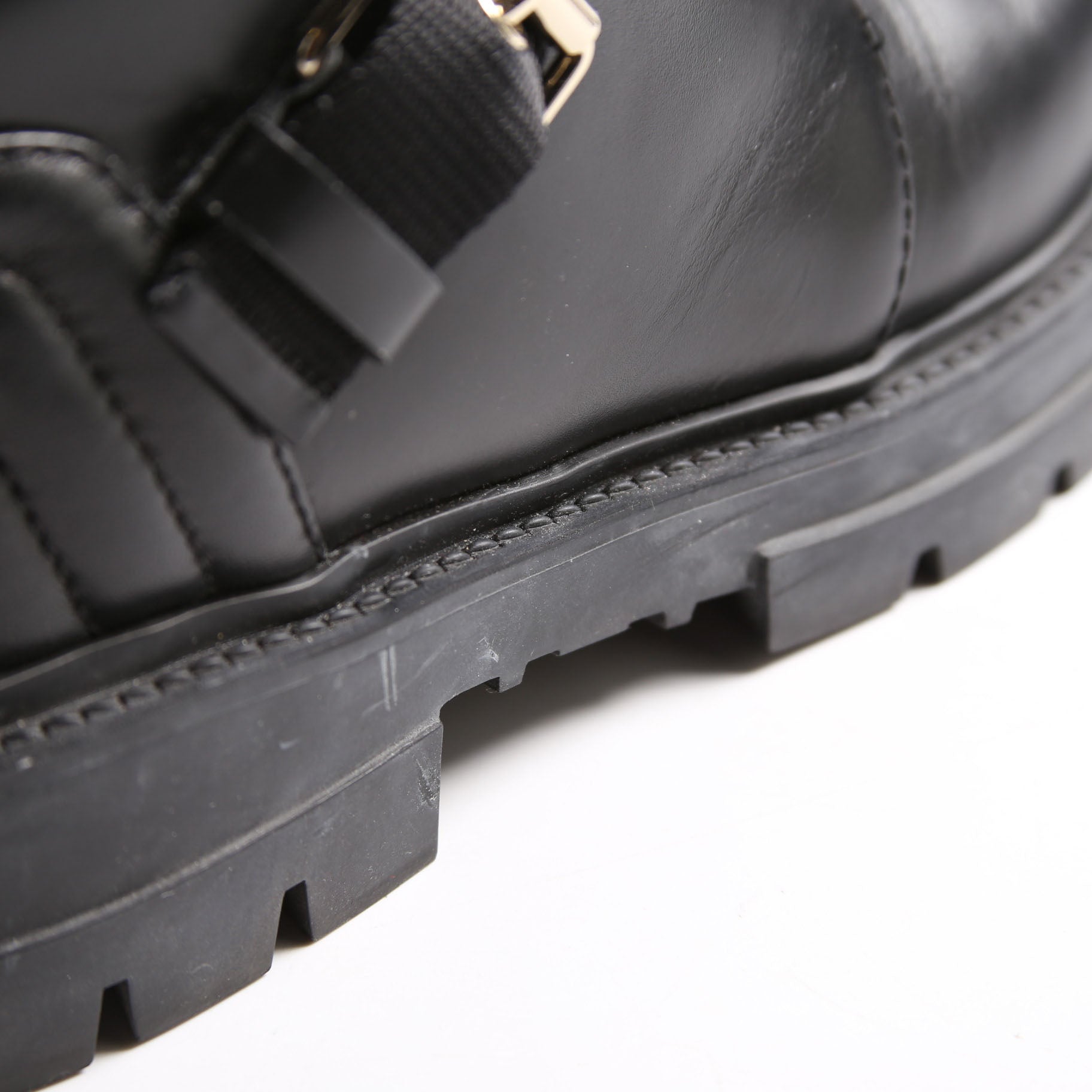 Rockstud Leather/Nylon Combat Boots Size 38 Black