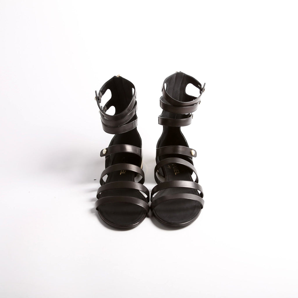 Pearl Gladiator Sandals Size 39.5 Black
