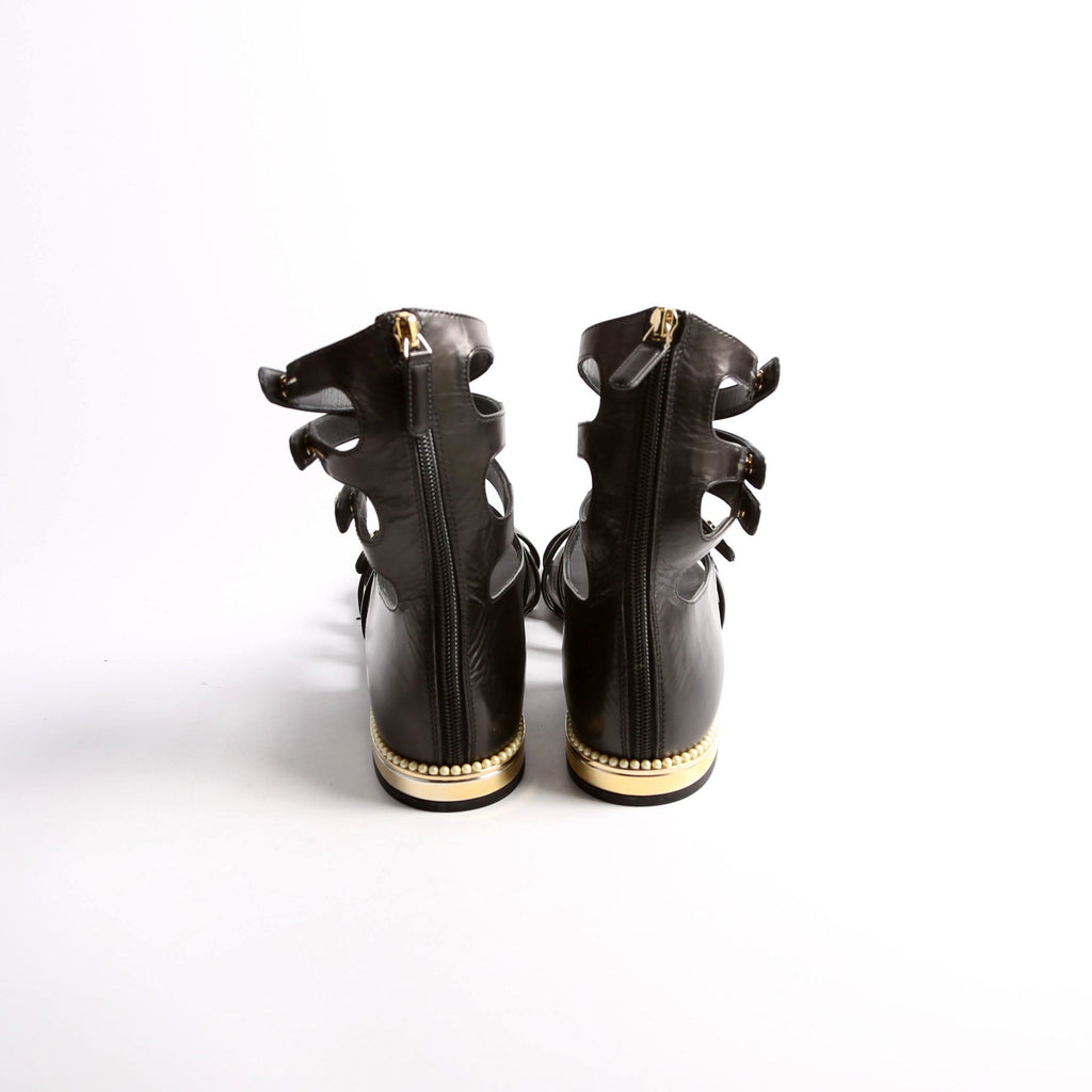 Pearl Gladiator Sandals Size 39.5 Black