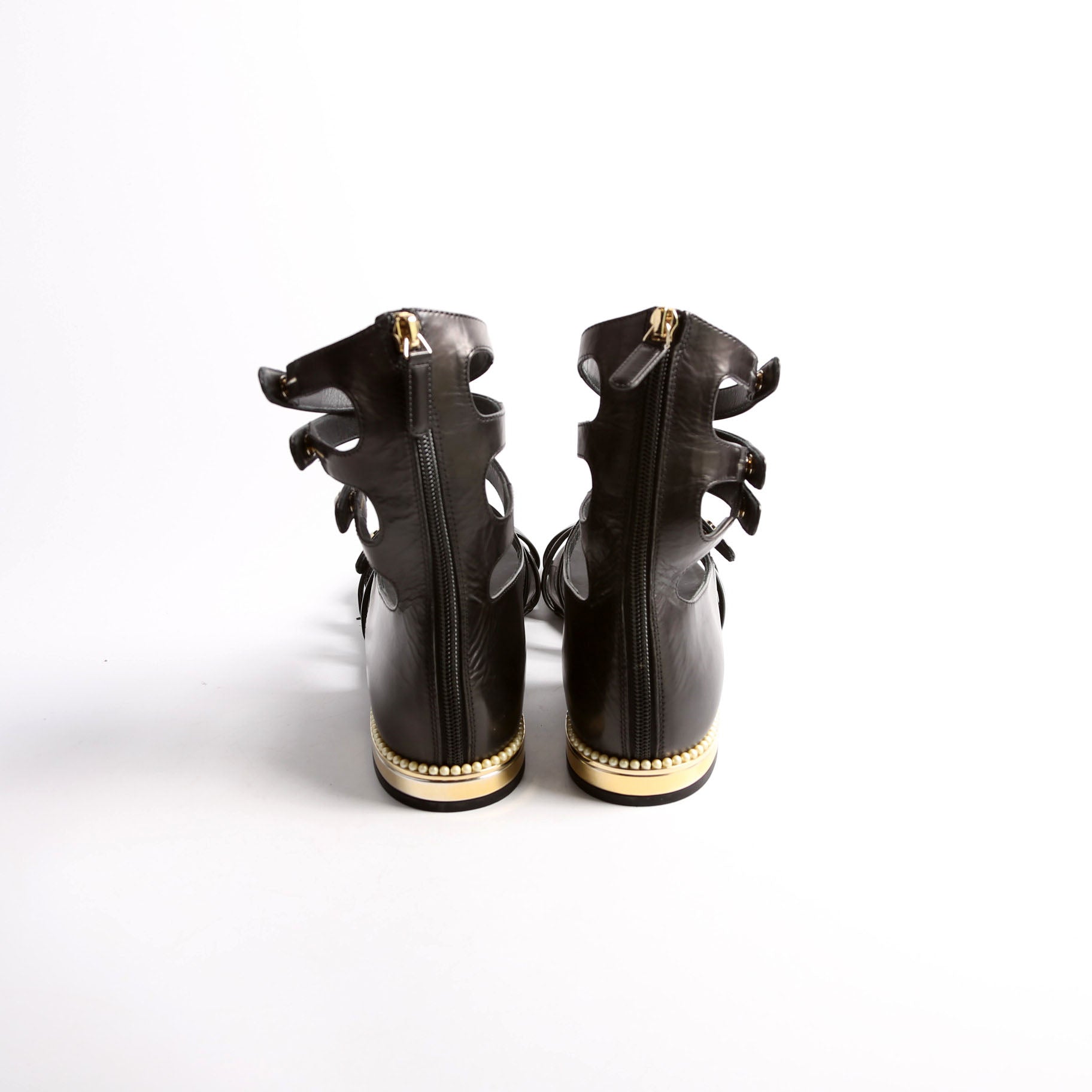 Pearl Gladiator Sandals Size 39.5 Black