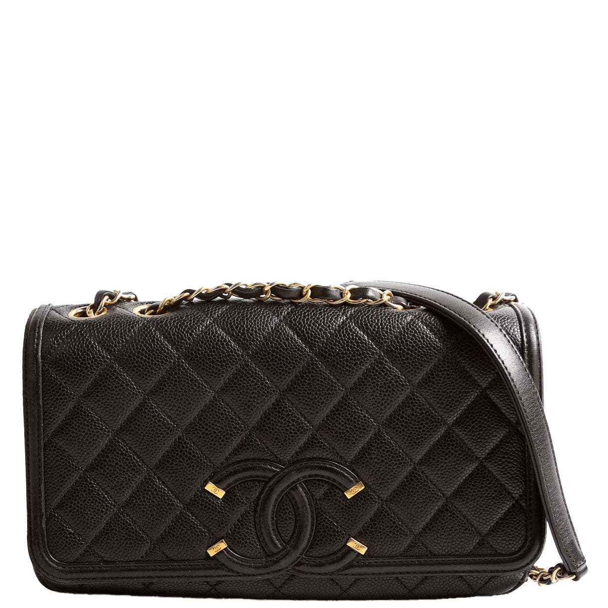 CC Filigree Flap Bag Medium Caviar 23M Black