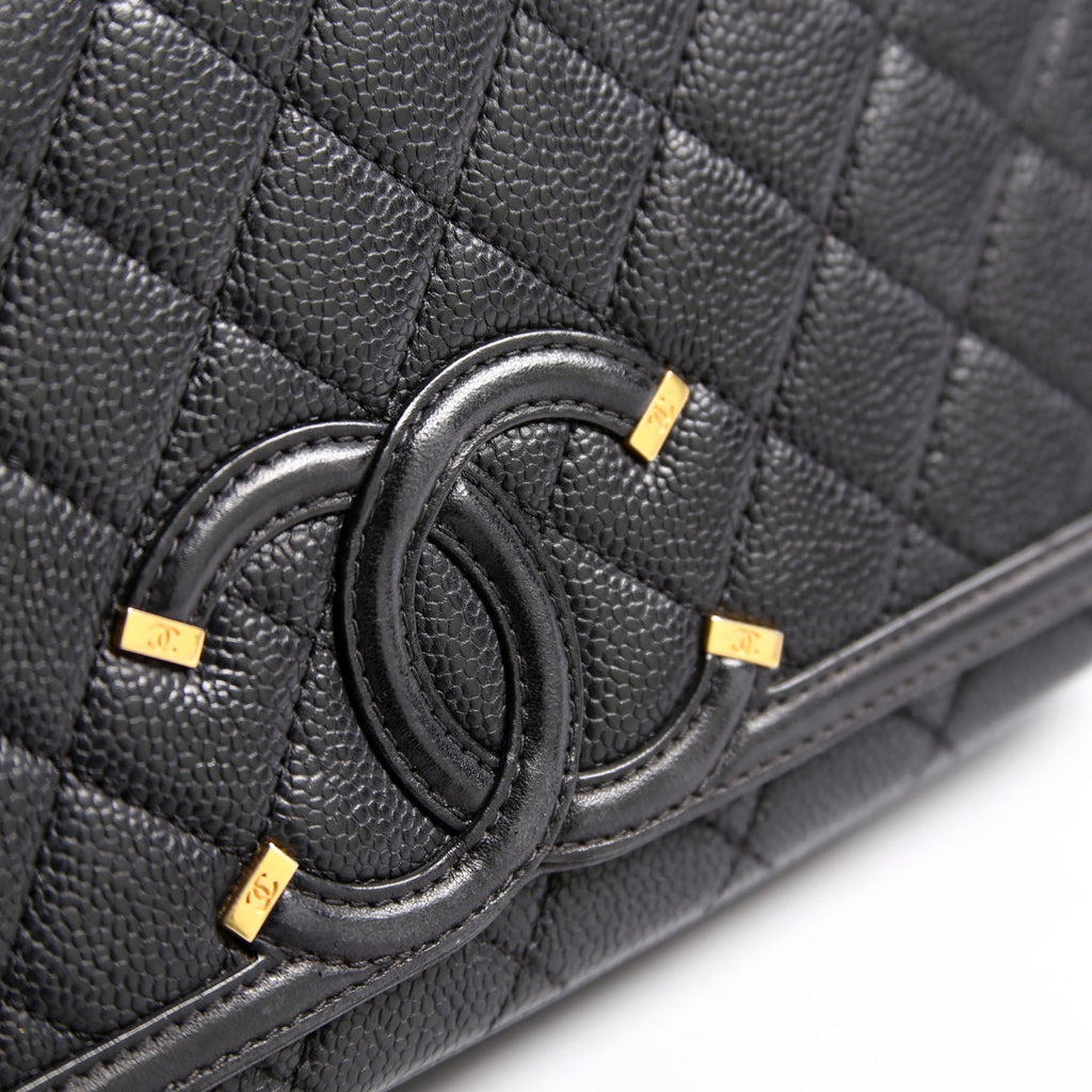 CC Filigree Flap Bag Medium Caviar 23M Black
