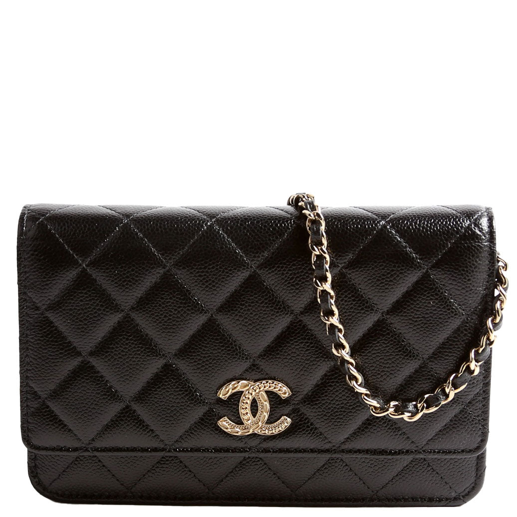 Wallet On Chain CC Quilted Caviar RFID Black