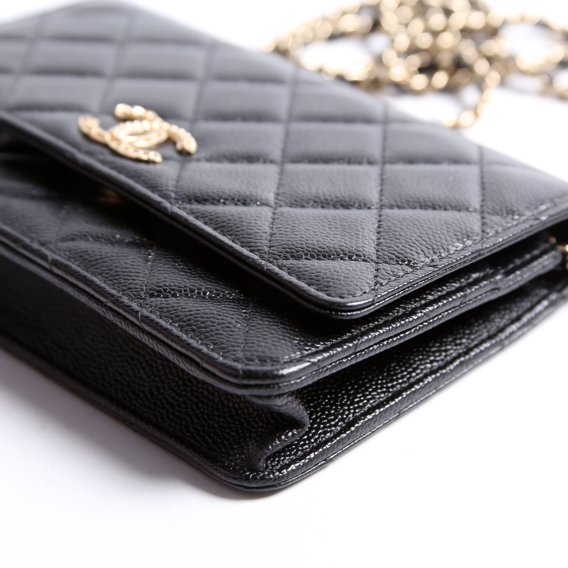Wallet On Chain CC Quilted Caviar RFID Black