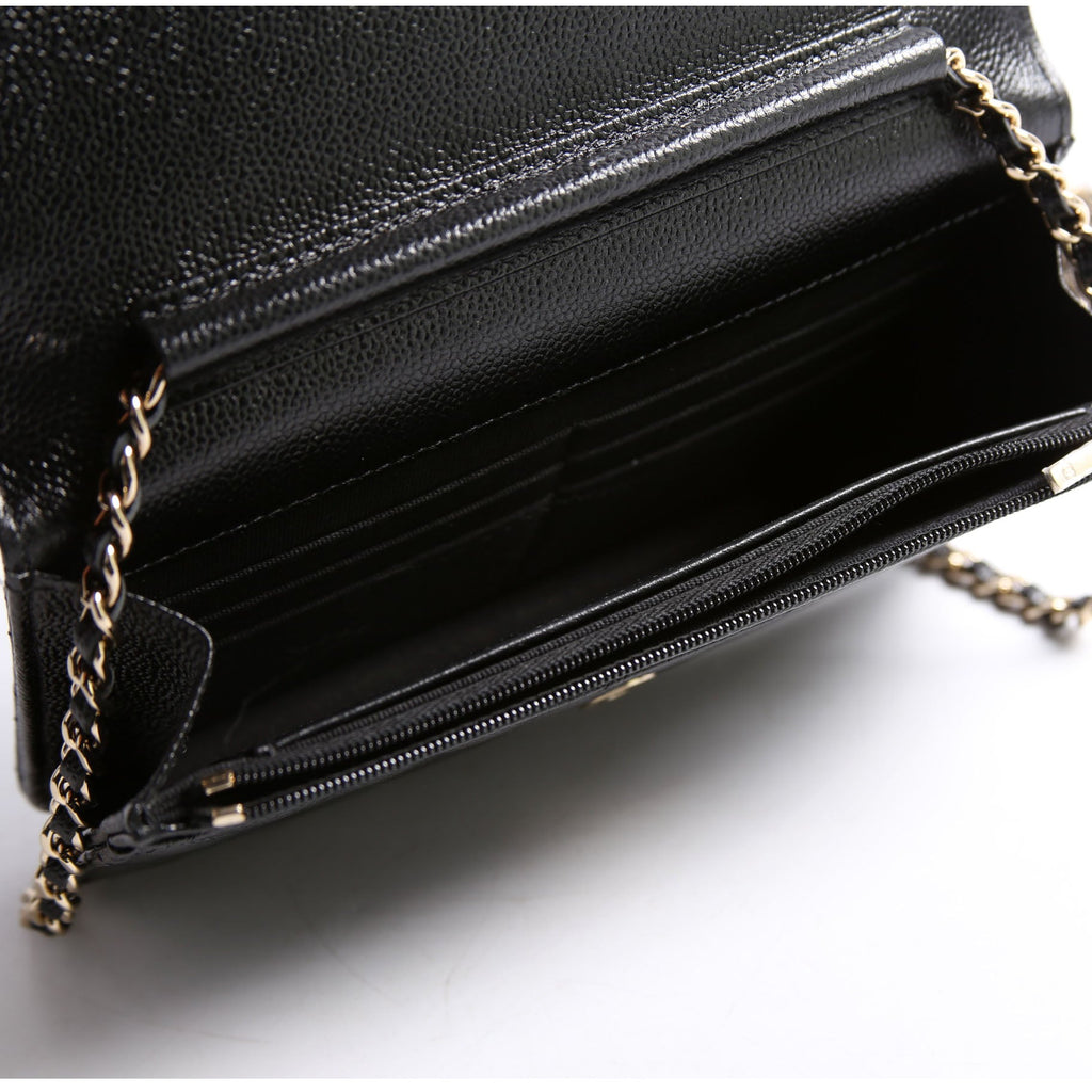 Wallet On Chain CC Quilted Caviar RFID Black