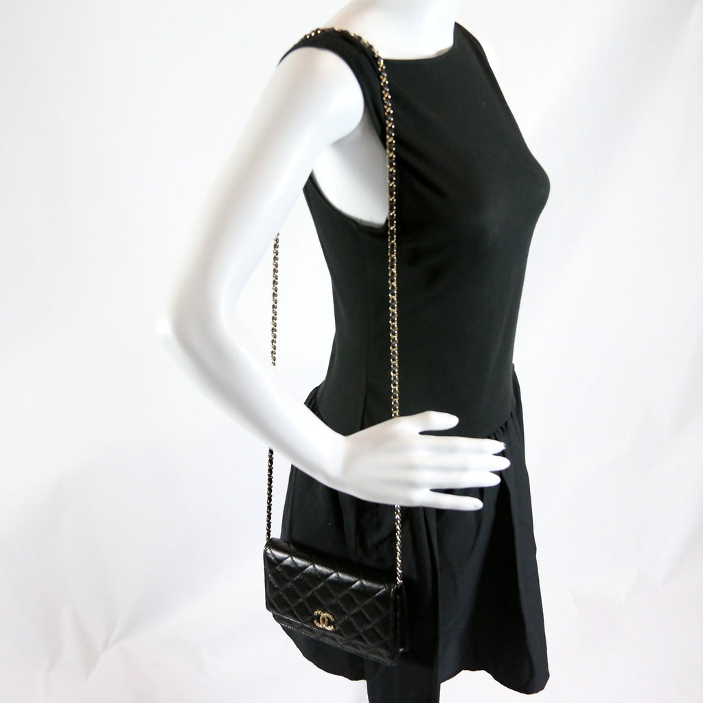 Wallet On Chain CC Quilted Caviar RFID Black