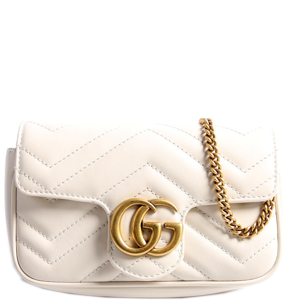 476433 Marmont Leather Super Mini Flap White