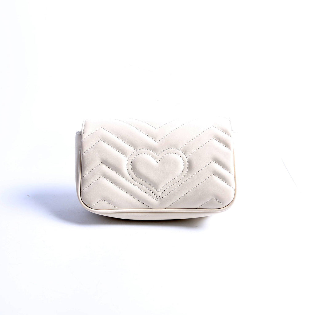 476433 Marmont Leather Super Mini Flap White