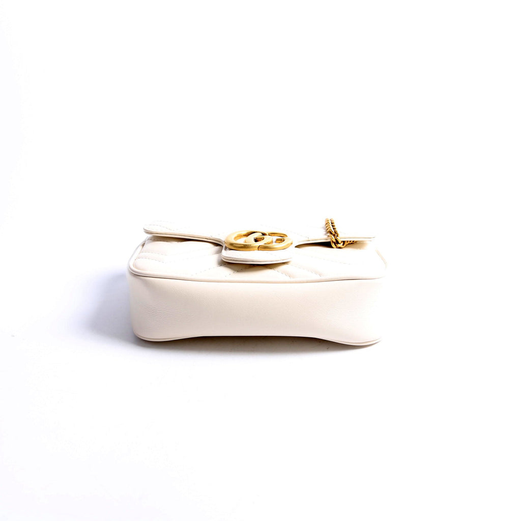 476433 Marmont Leather Super Mini Flap White