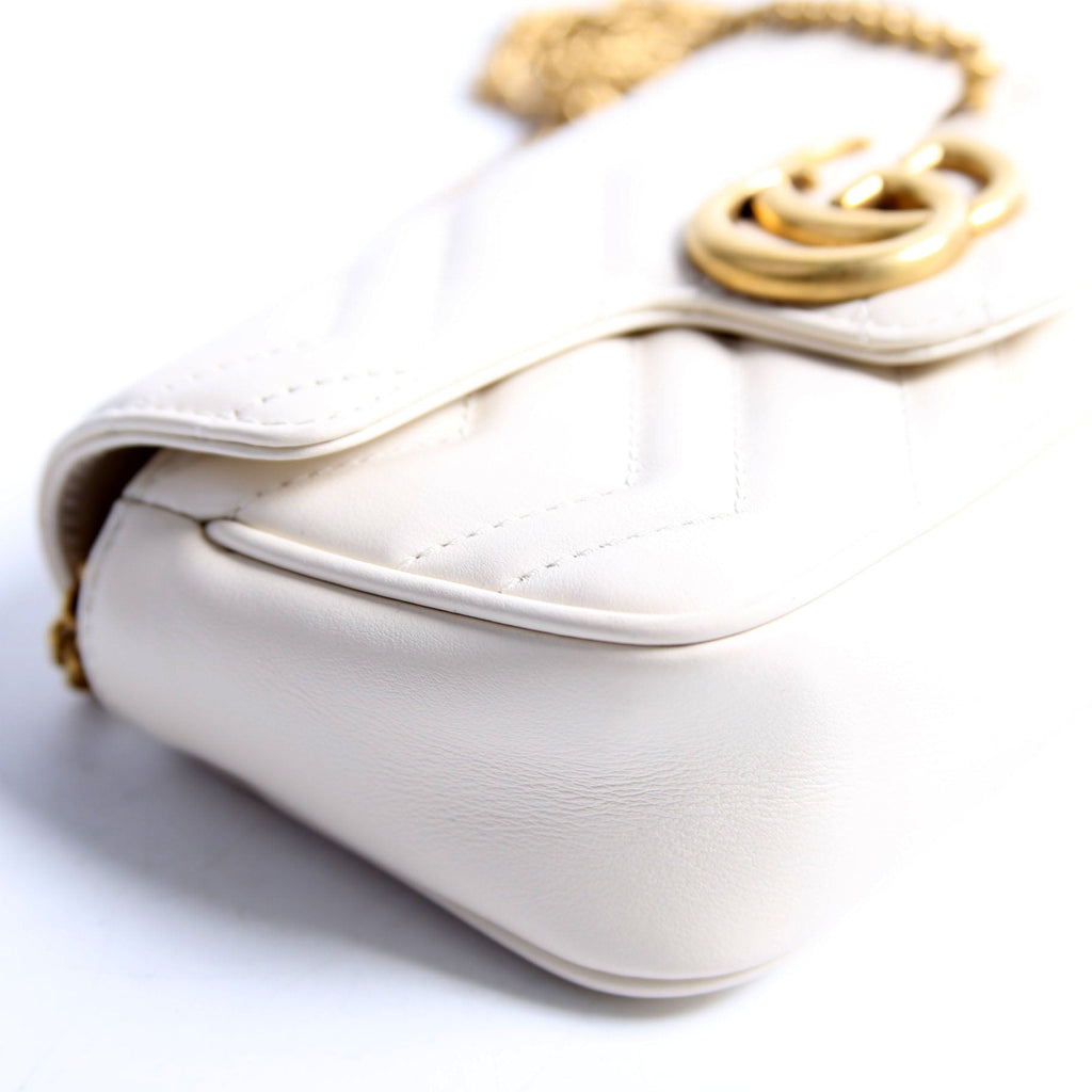 476433 Marmont Leather Super Mini Flap White