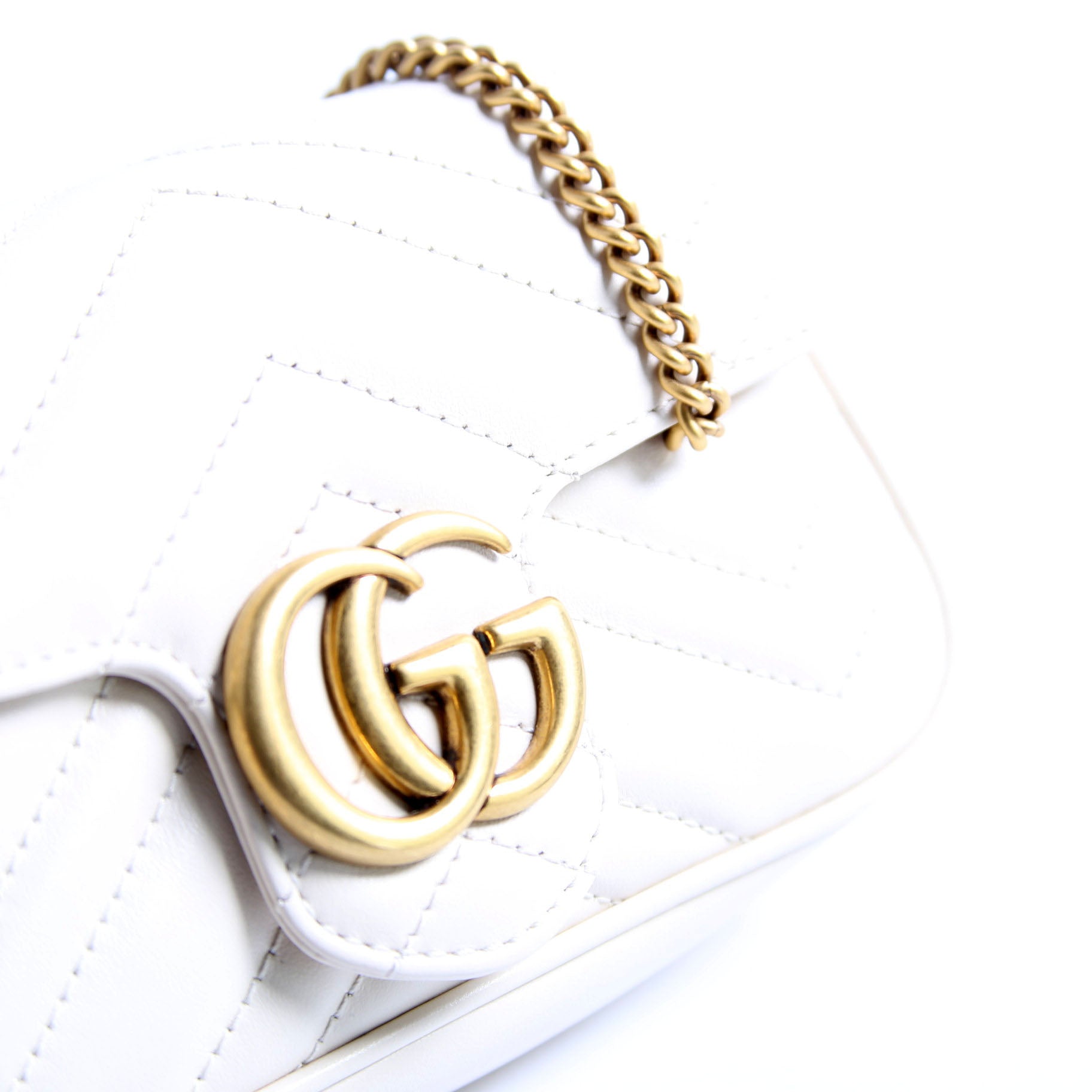 476433 Marmont Leather Super Mini Flap White