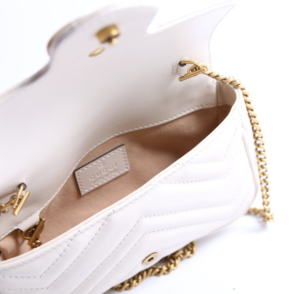 476433 Marmont Leather Super Mini Flap White