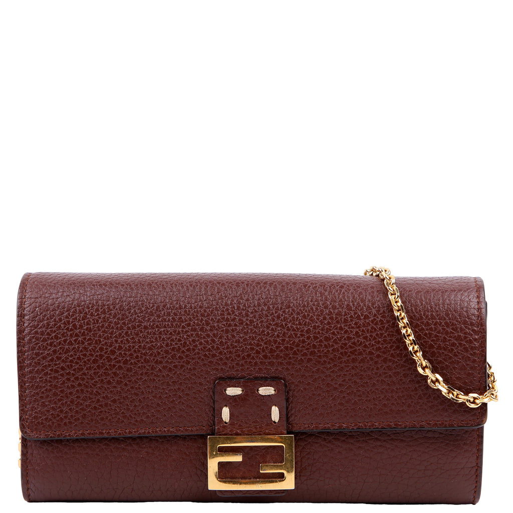 Fendi Selleria Leather Wallet On Chain Burgundy