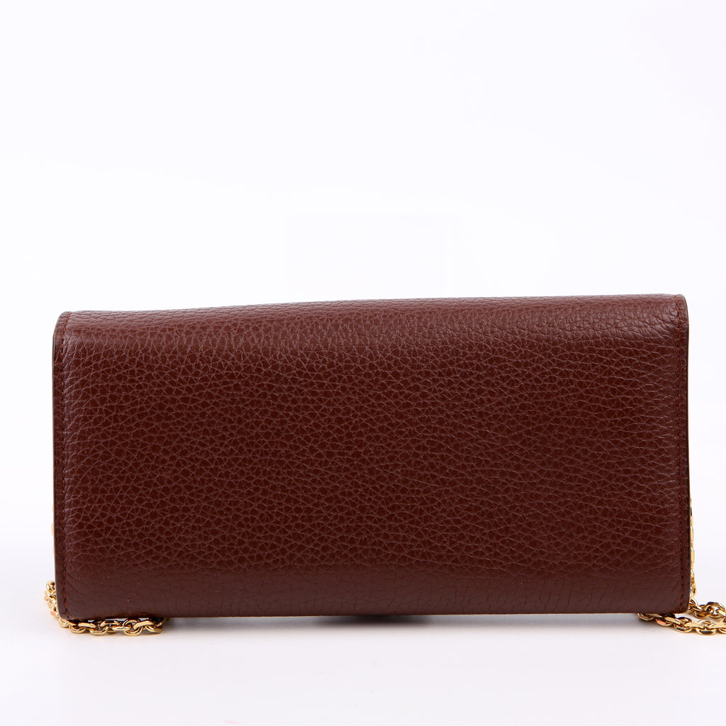 Fendi Selleria Leather Wallet On Chain Burgundy