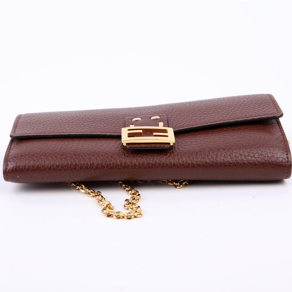 Fendi Selleria Leather Wallet On Chain Burgundy