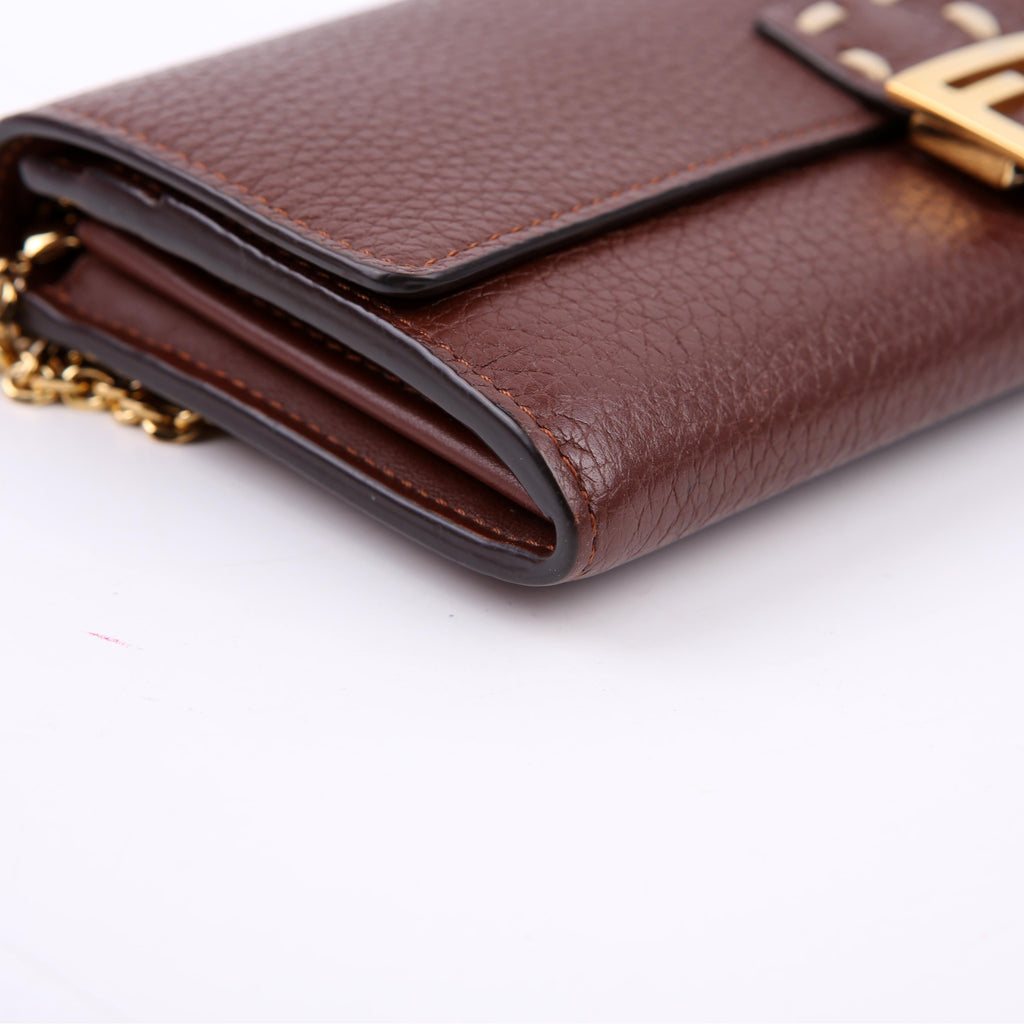 Fendi Selleria Leather Wallet On Chain Burgundy