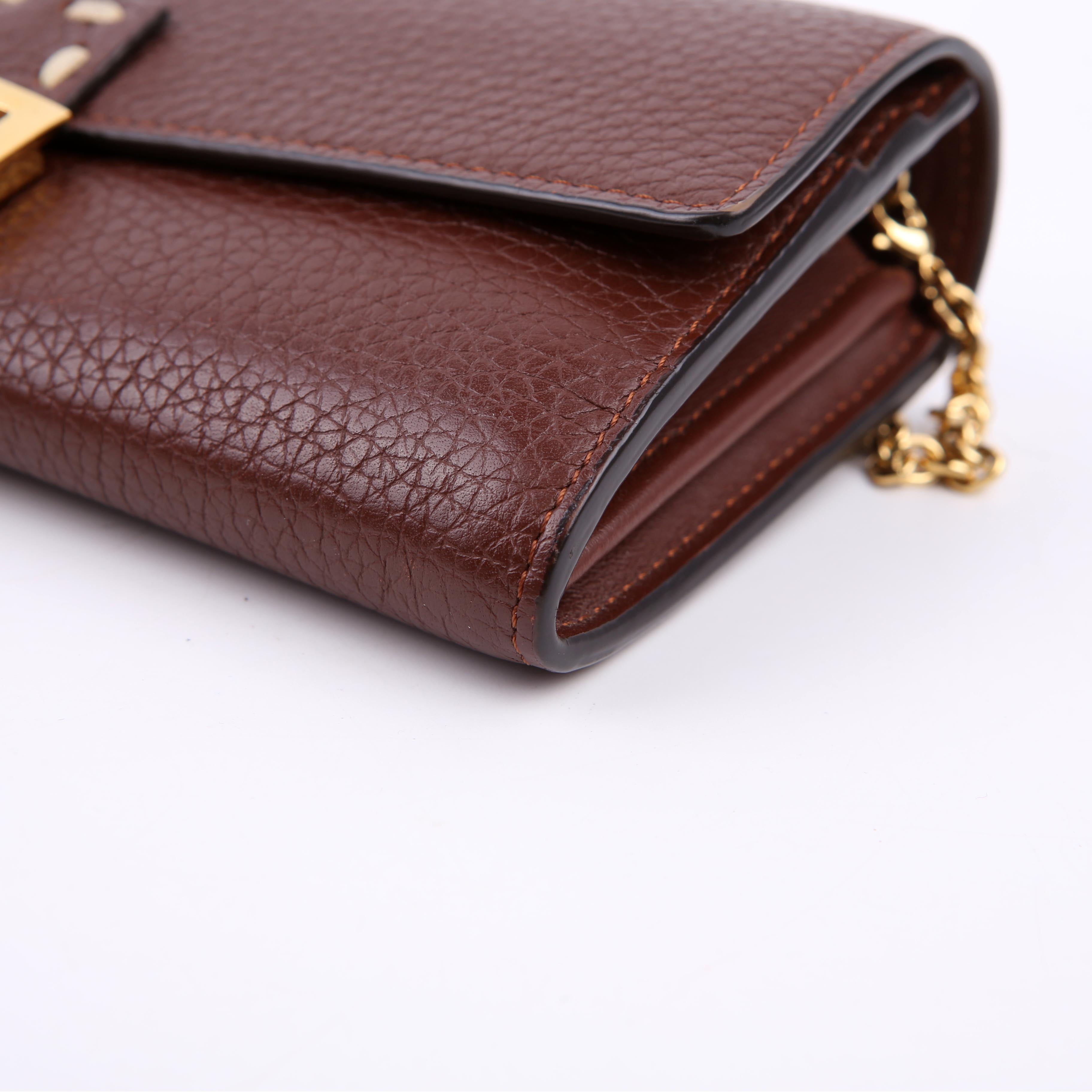 Fendi Selleria Leather Wallet On Chain Burgundy