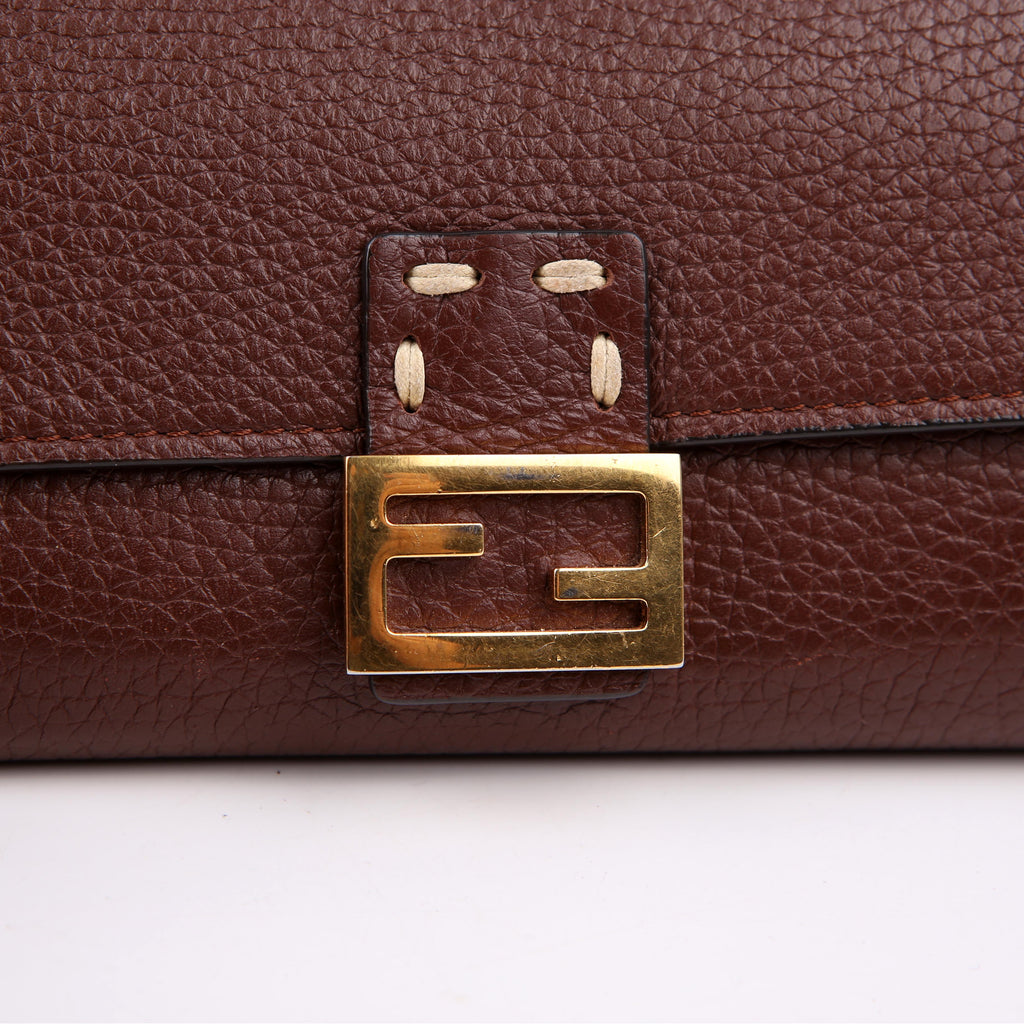 Fendi Selleria Leather Wallet On Chain Burgundy