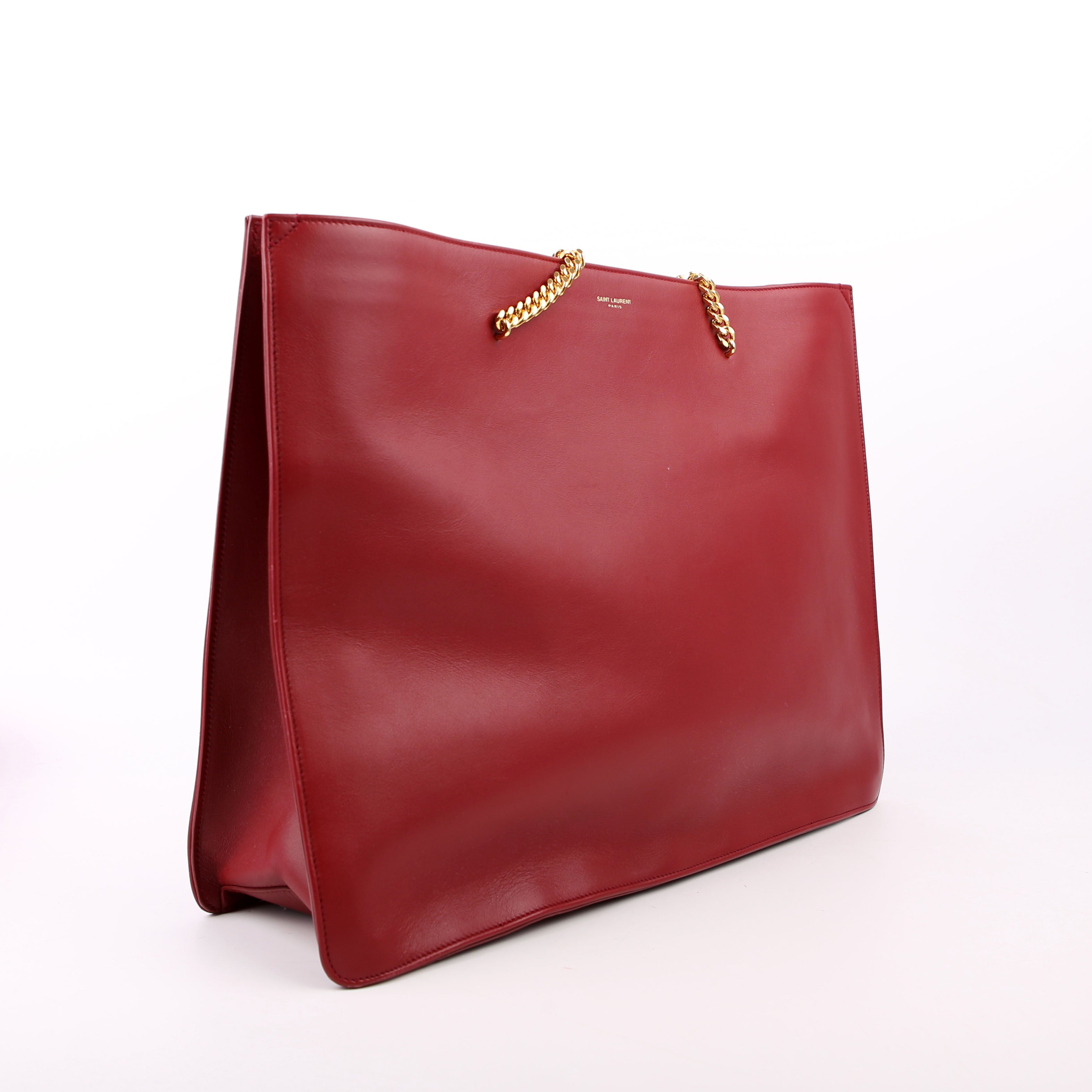 SAINT LAURENT Siena East/West Shopping Tote Calfskin Red