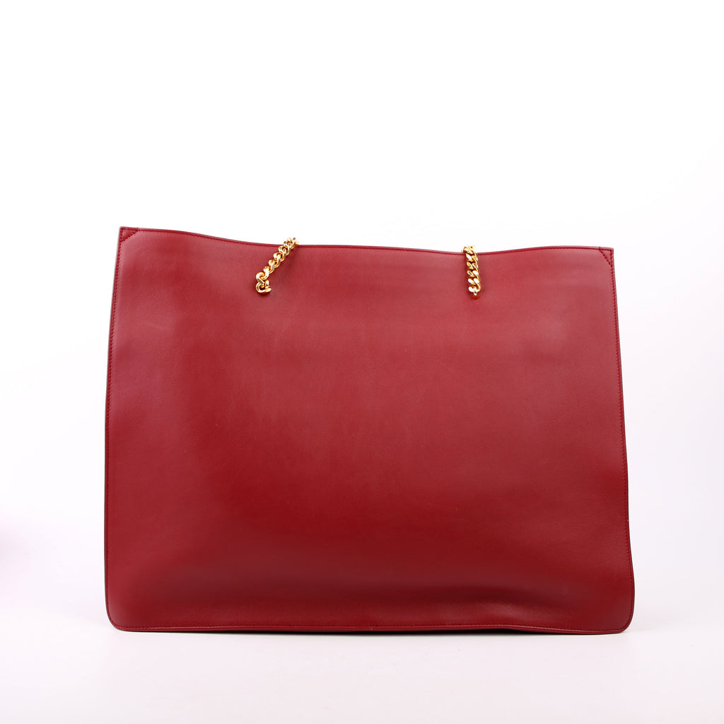 SAINT LAURENT Siena East/West Shopping Tote Calfskin Red