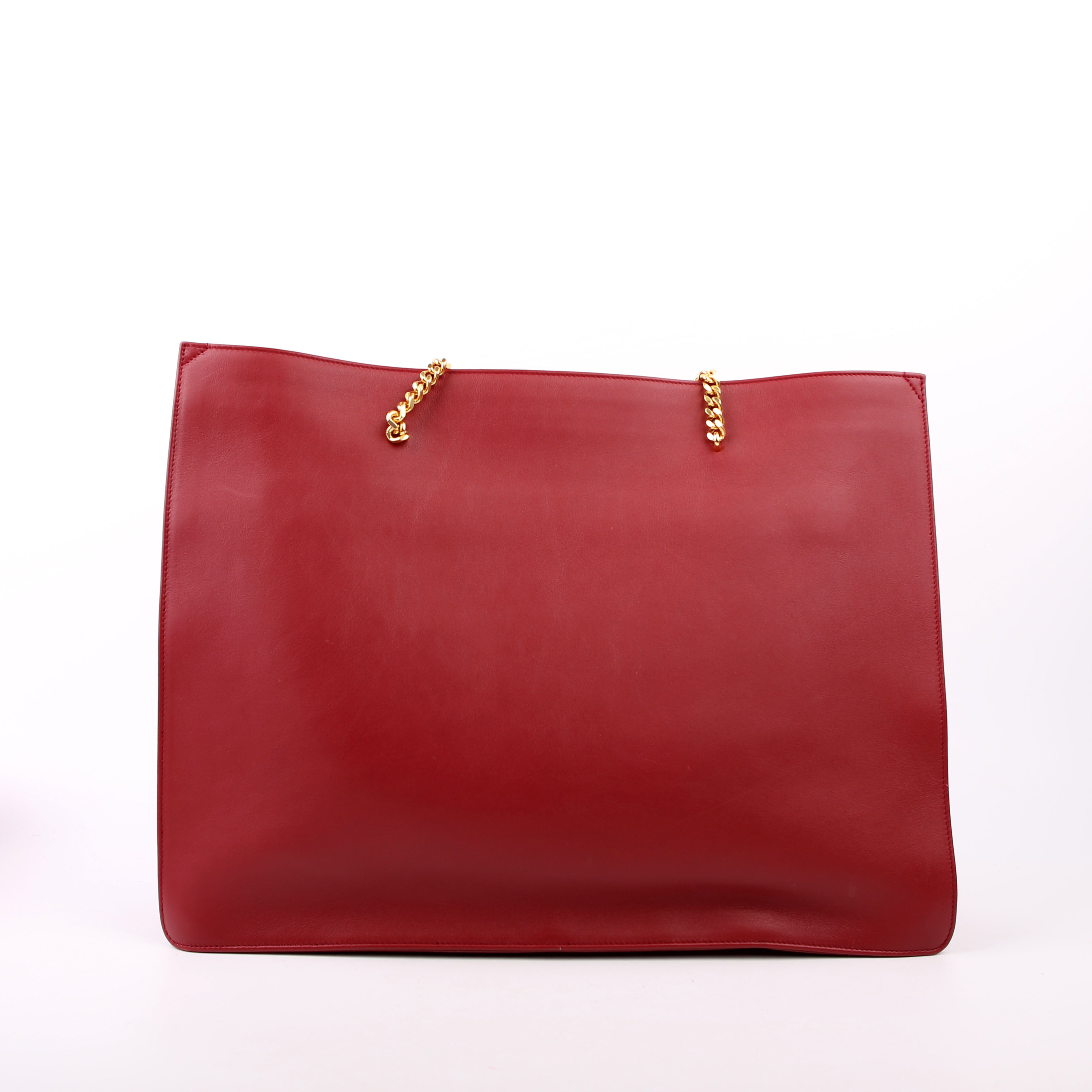 SAINT LAURENT Siena East/West Shopping Tote Calfskin Red