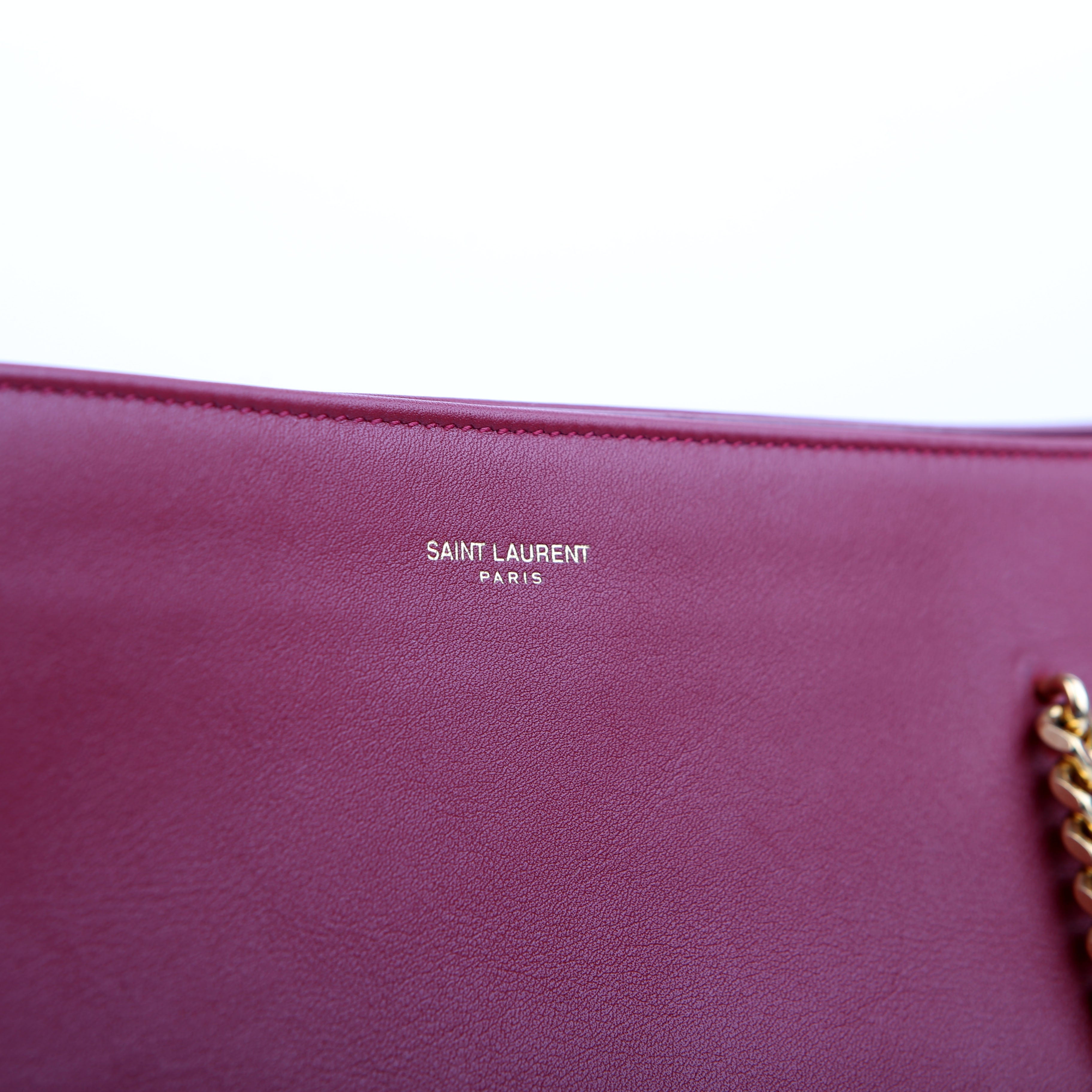 SAINT LAURENT Siena East/West Shopping Tote Calfskin Red