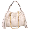 Gucci 746210 Deco Quilted Leather Shoulder White