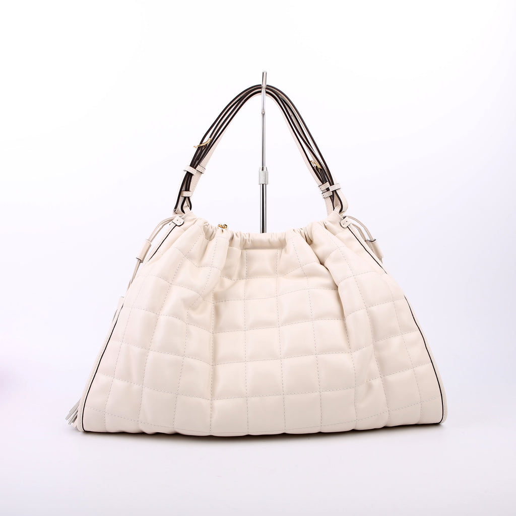 Gucci 746210 Deco Quilted Leather Shoulder White