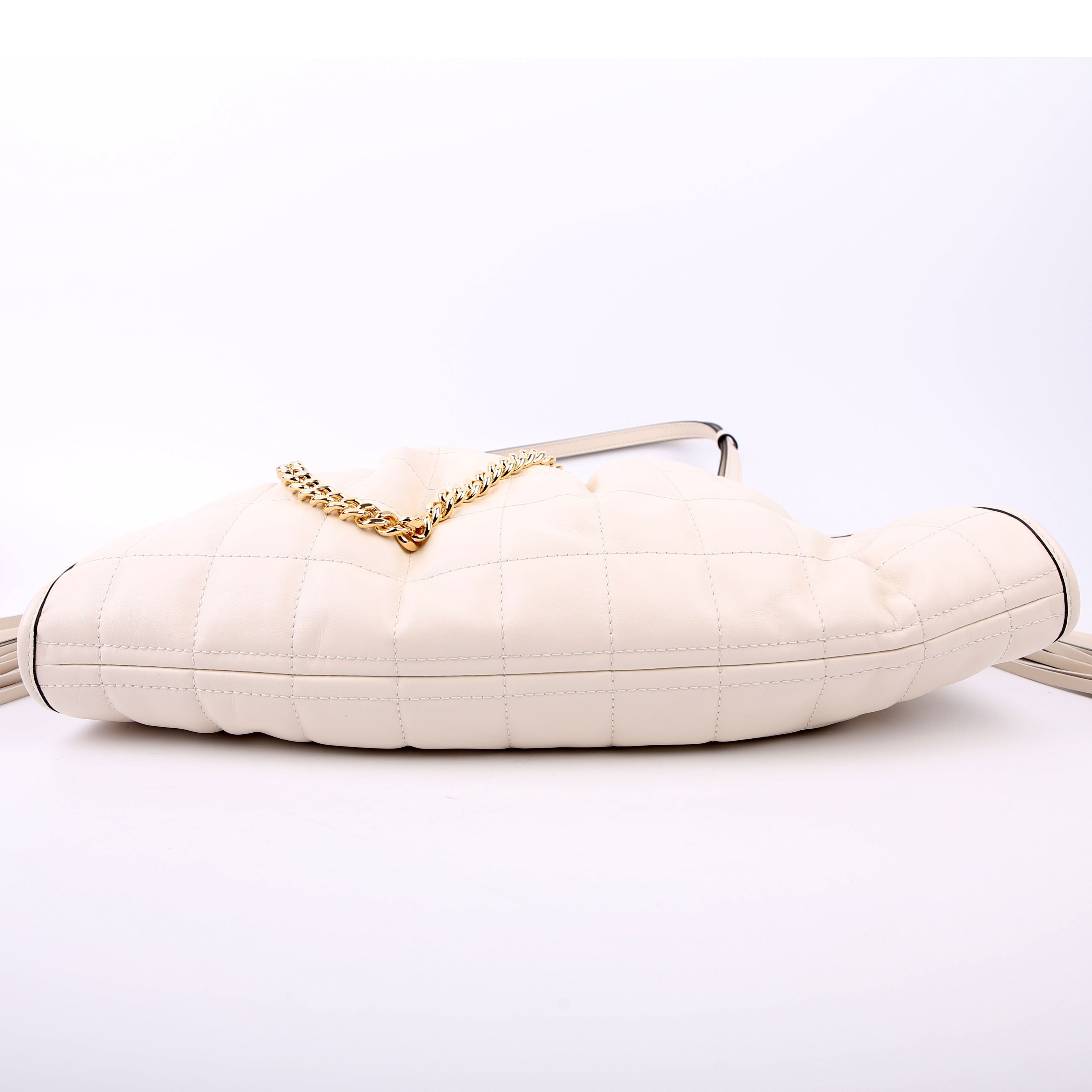 Gucci 746210 Deco Quilted Leather Shoulder White