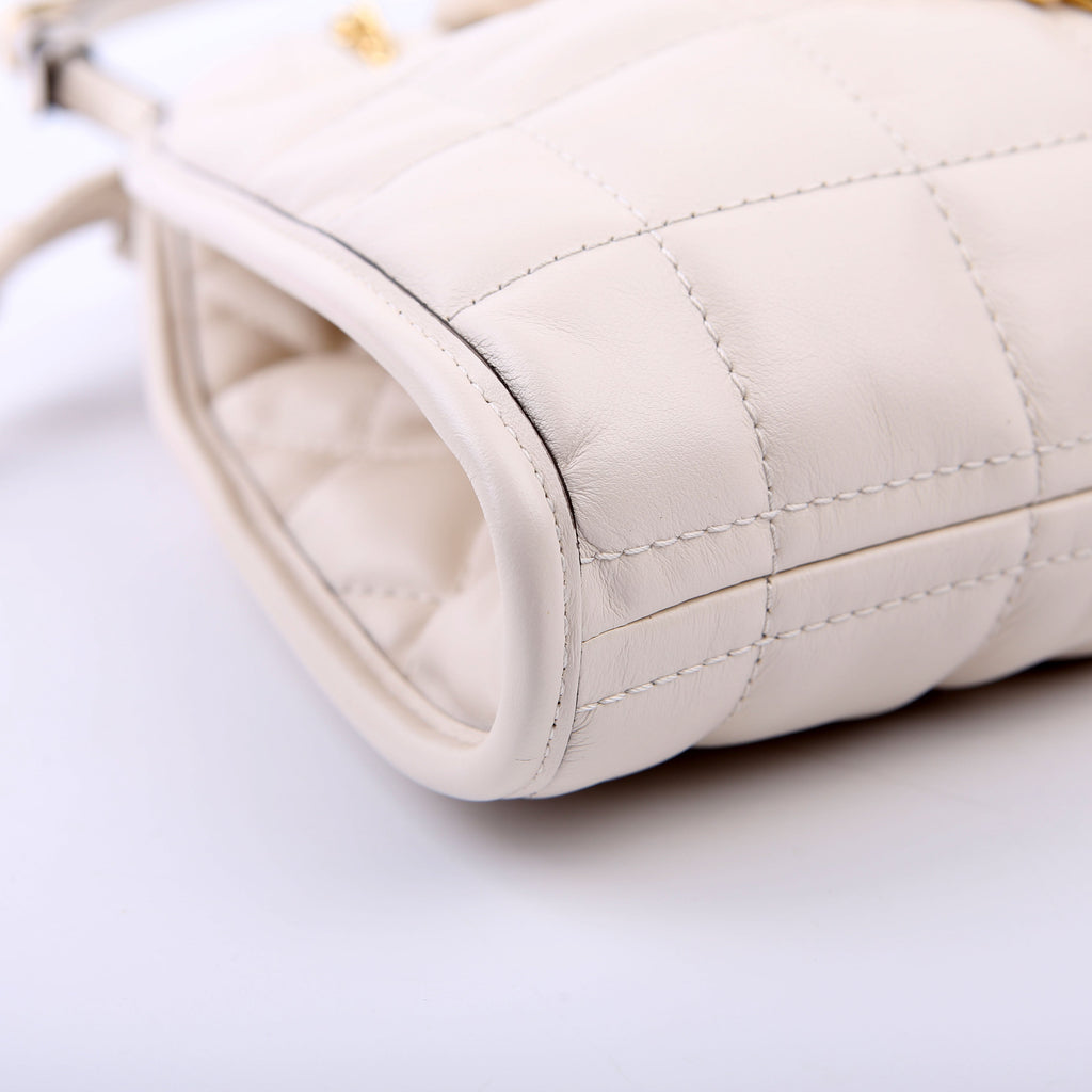 Gucci 746210 Deco Quilted Leather Shoulder White