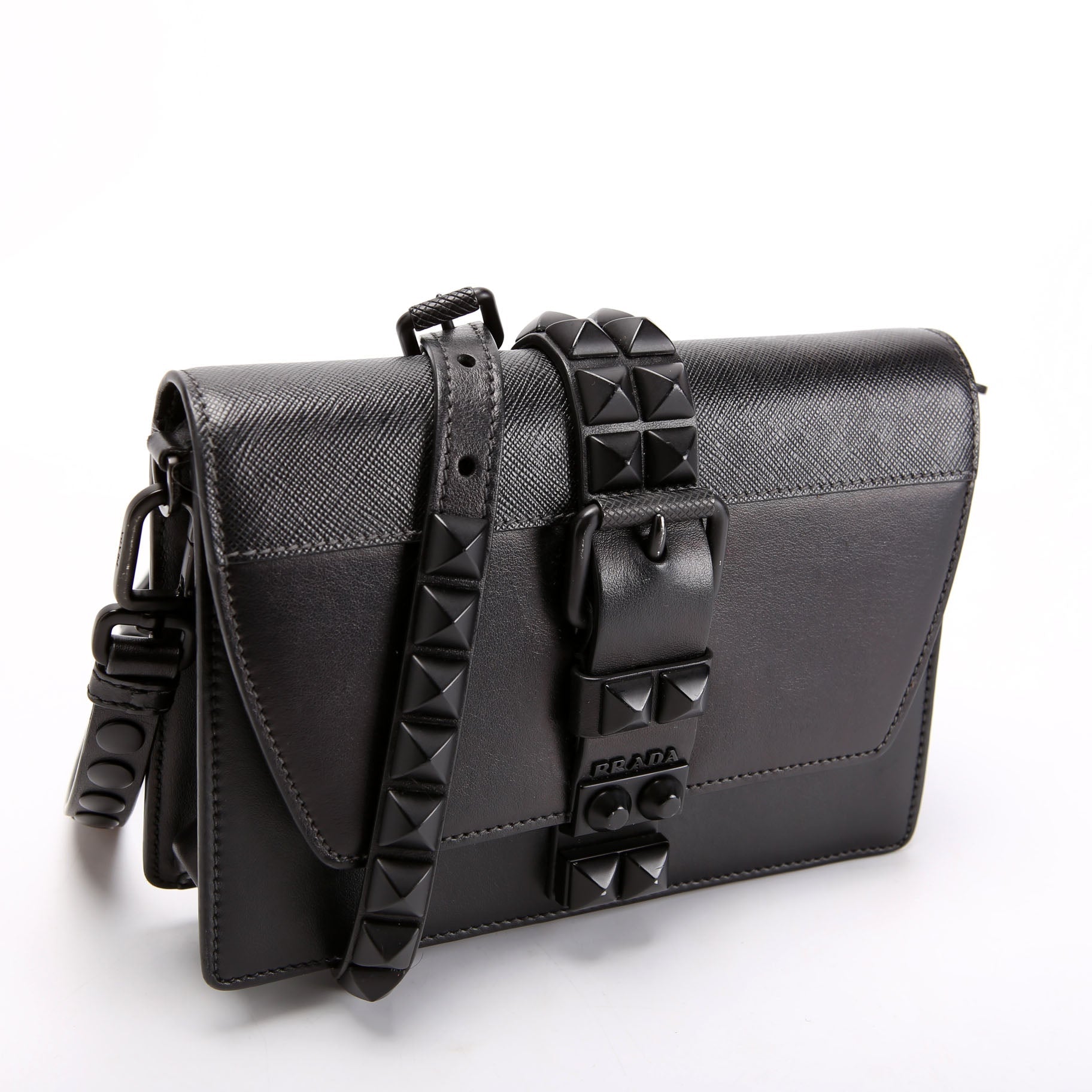 Prada Elektra City Calf Shoulder Black