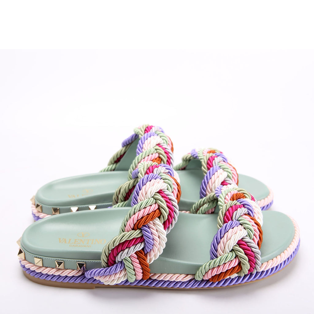 Rockstud Braided Sandals Size 38 Multicolor