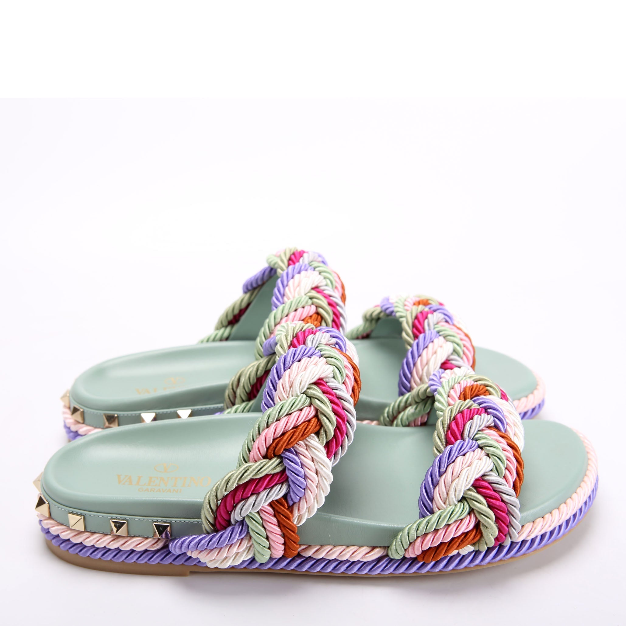 Rockstud Braided Sandals Size 38 Multicolor